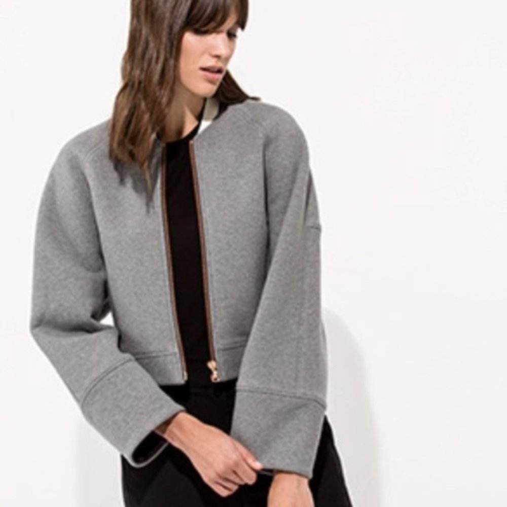 NWOT Kit and Ace Gray Kemble Bomber Jacket Cotton Cashmere Silk size 4